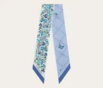 Damen Mini-Bandeau-Tuch in Jacquard-Verarbeitung mit Ramage-Print Blau