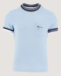 Ferragamo Tshirt mit Farbblock Kanten Blau