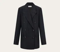 Damen Zweireihiger Blazer mit Nadelstreifen Schwarz