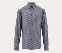 Herren Oberhemd Ferragamo-Monogram Blau