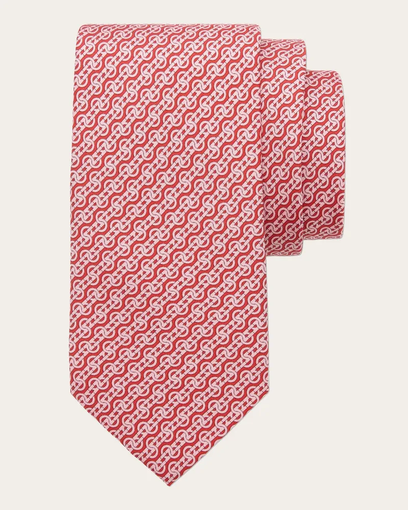 Ferragamo Herren Seidenkrawatte mit Flechtwerk-Print Rosa Rosa