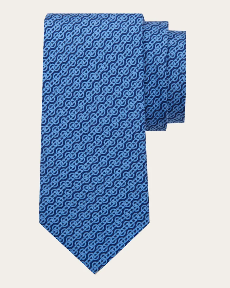 Ferragamo Herren Seidenkrawatte mit Flechtwerk-Print Blau Blau