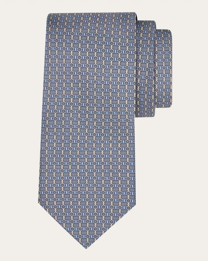 Ferragamo Herren Seidenkrawatte mit Vara-Print Grau Grau