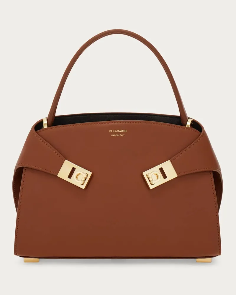 Ferragamo Damen Zweifarbige Hug Soft Handtasche (XS) Braun Braun