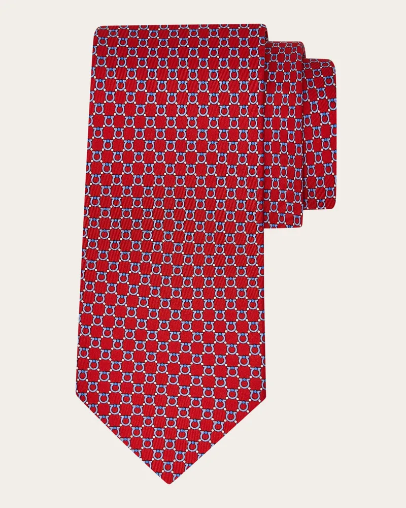 Ferragamo Herren Seidenkrawatte mit Gancini-Print Rot Rot
