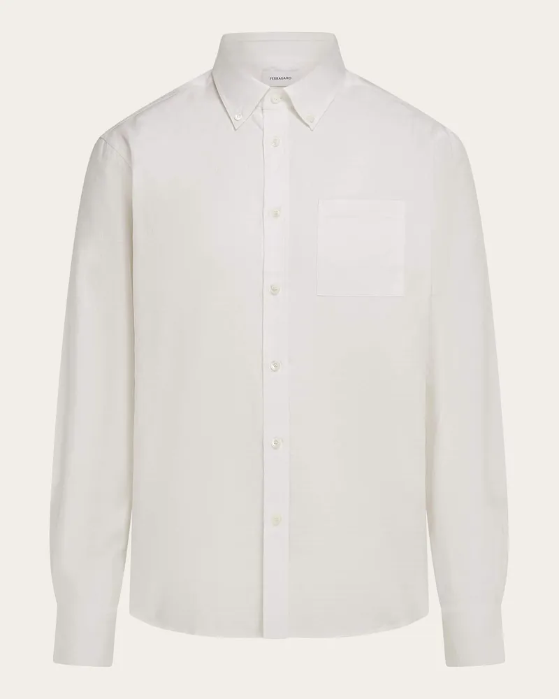Ferragamo Herren Oberhemd Ferragamo-Monogram Weiß Weiß