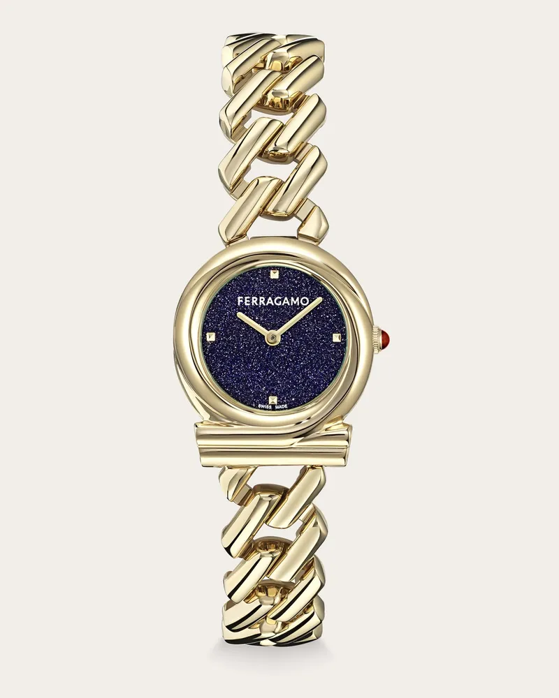 Ferragamo Damen Gancini Twisted Chain Uhr Blau Blau