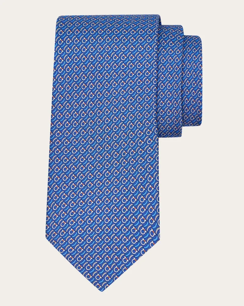Ferragamo Herren Seidenkrawatte mit Klammern-Print Blau Blau