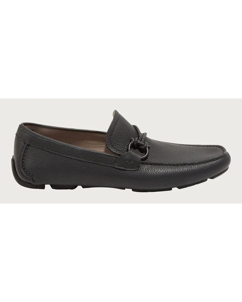 Ferragamo Herren Driver Mokassin mit Gancini-Element Schwarz Größe Schwarz