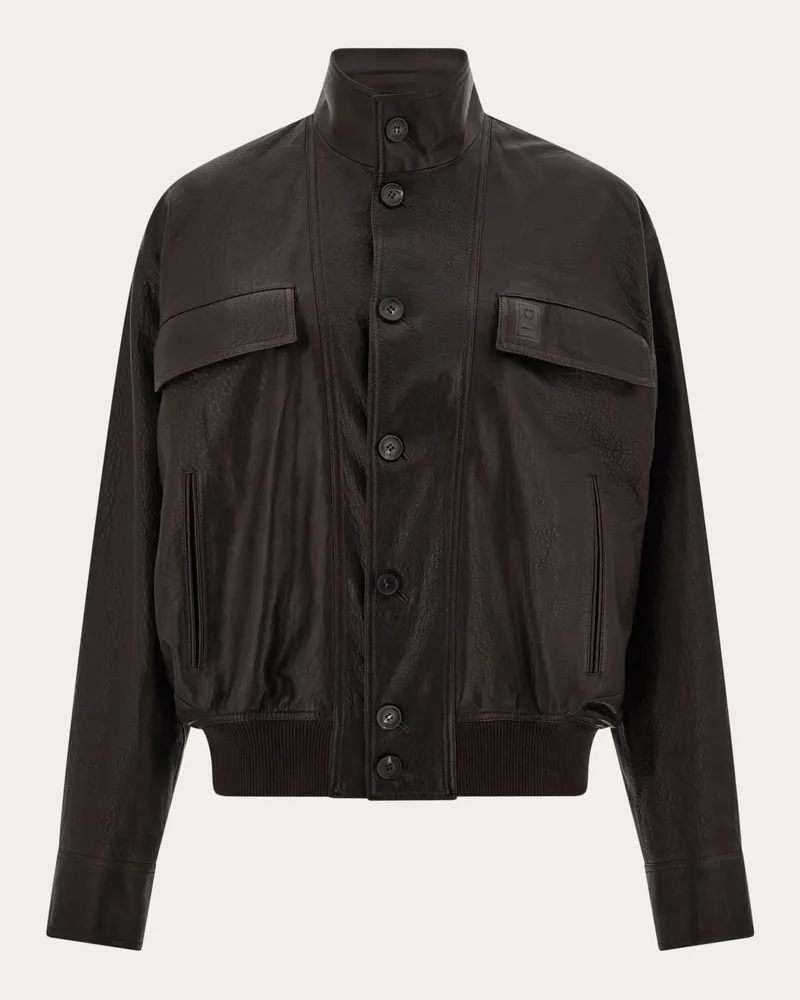 Ferragamo Herren Blouson aus narbigem Leder Braun Braun
