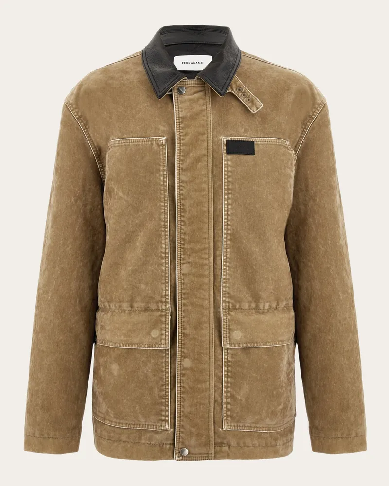 Ferragamo Herren Cargojacke Beige Braun