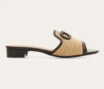 Damen Slide mit Gancini-Ornament, niedriger Absatz Braun Größe 5