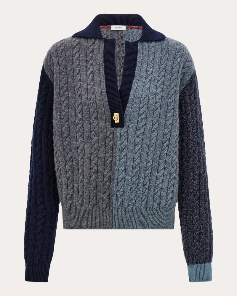Ferragamo Damen Zopfpullover Grau Grau