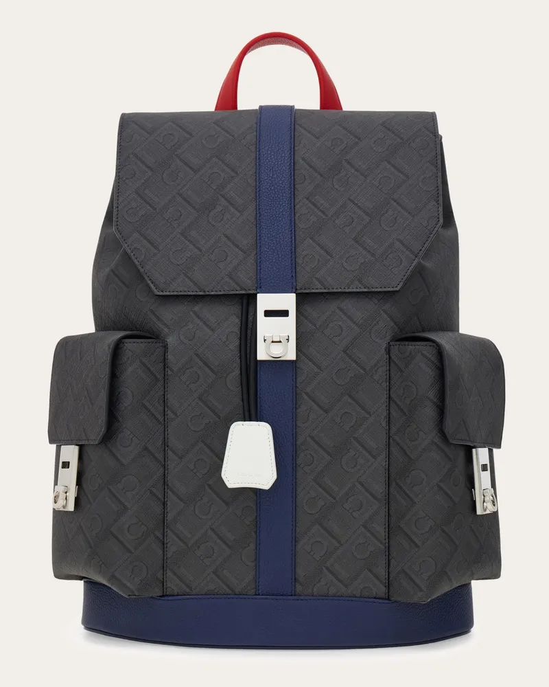 Ferragamo Herren Rucksack mit Doppeltasche - Citymatch Capsule Blau Blau