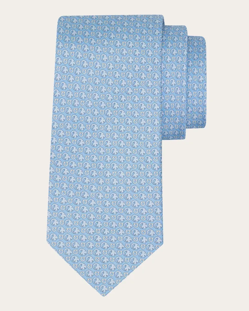 Ferragamo Herren Seidenkrawatte mit Goat-Print Blau Blau