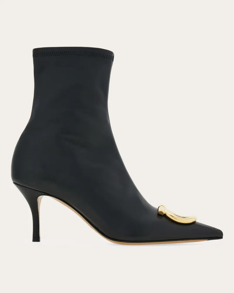 Ferragamo Damen Stiefelette mit Maxi Gancini Schwarz Größe Schwarz