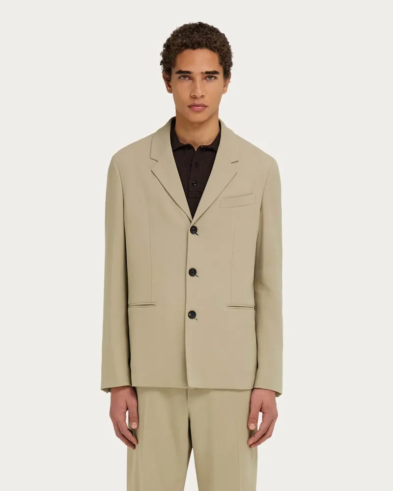 Ferragamo Herren Einreihiges Sakko Beige Braun