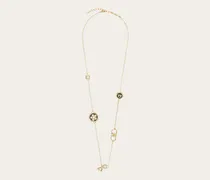 Damen Lange Halskette mit Anhängern Gold