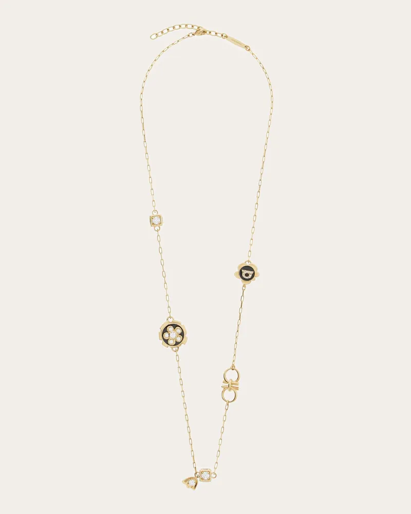 Ferragamo Damen Lange Halskette mit Anhängern Gold Gold