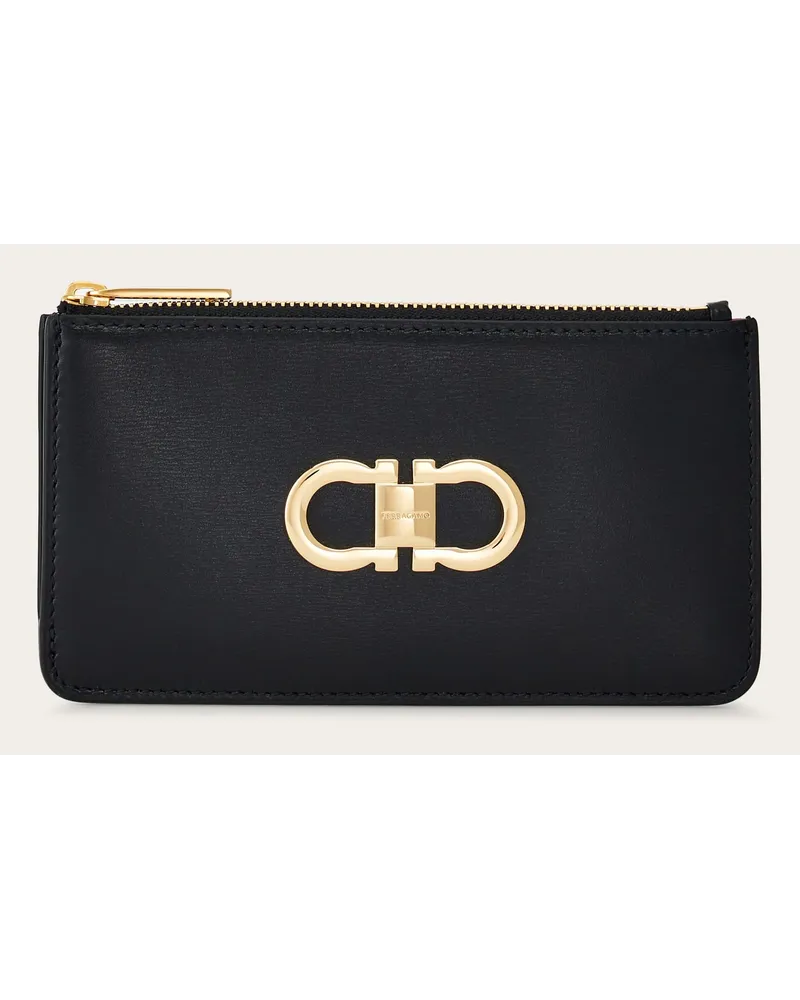 Ferragamo Damen Gancini Kreditkartenetui Schwarz Schwarz
