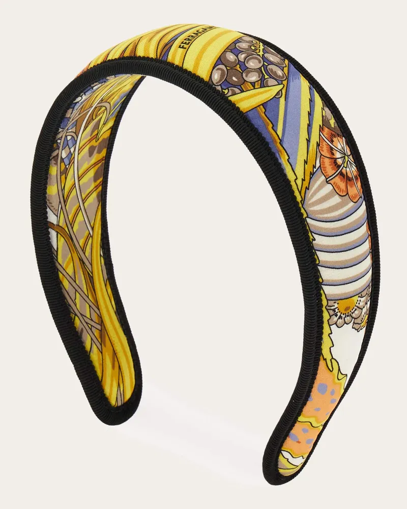 Ferragamo Damen Haarreifen mit Rooster-Print Beige Beige