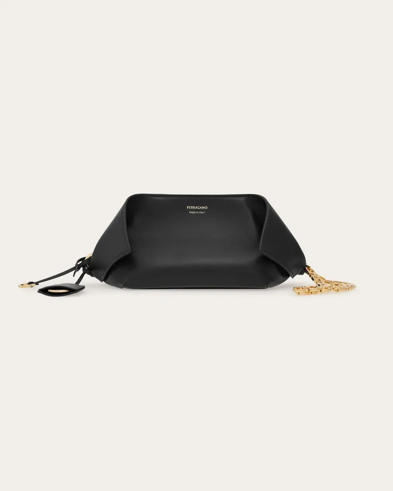 Ferragamo Damen Gefaltete Clutch Schwarz Schwarz
