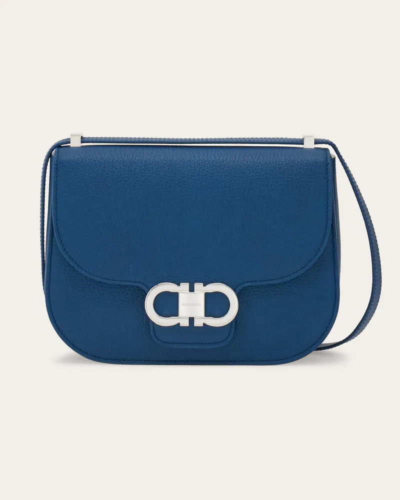 Ferragamo Damen North-South Umhängetasche Doppel-Gancini Blau Blau
