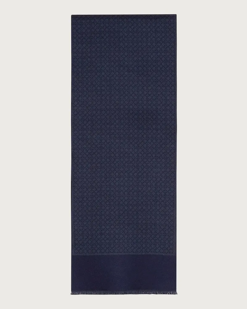 Ferragamo Herren Schal mit Gancini Blau Blau