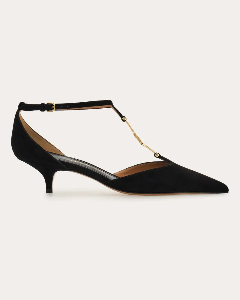 Ferragamo Damen T-Strap-Pumps mit F-Schnalle Schwarz Größe Schwarz