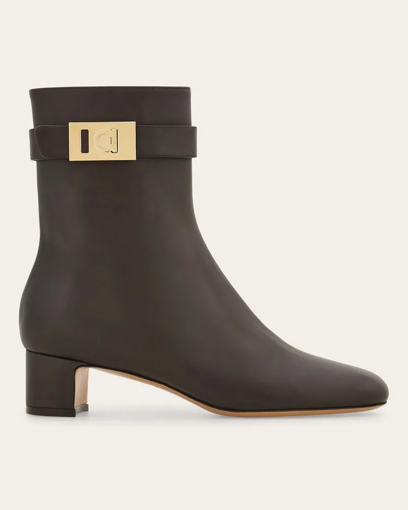 Ferragamo Damen Stiefelette mit Hug Schnalle Braun Größe Braun