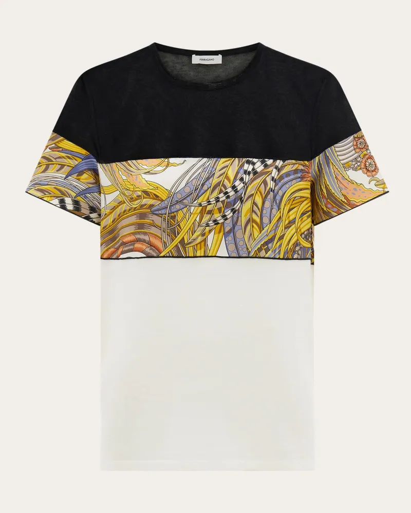 Ferragamo Damen Pullover mit Seideneinsatz Weiß Weiß