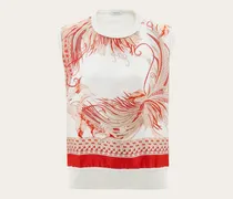 Damen Ärmelloser Pullover mit Federschau-Print Orange