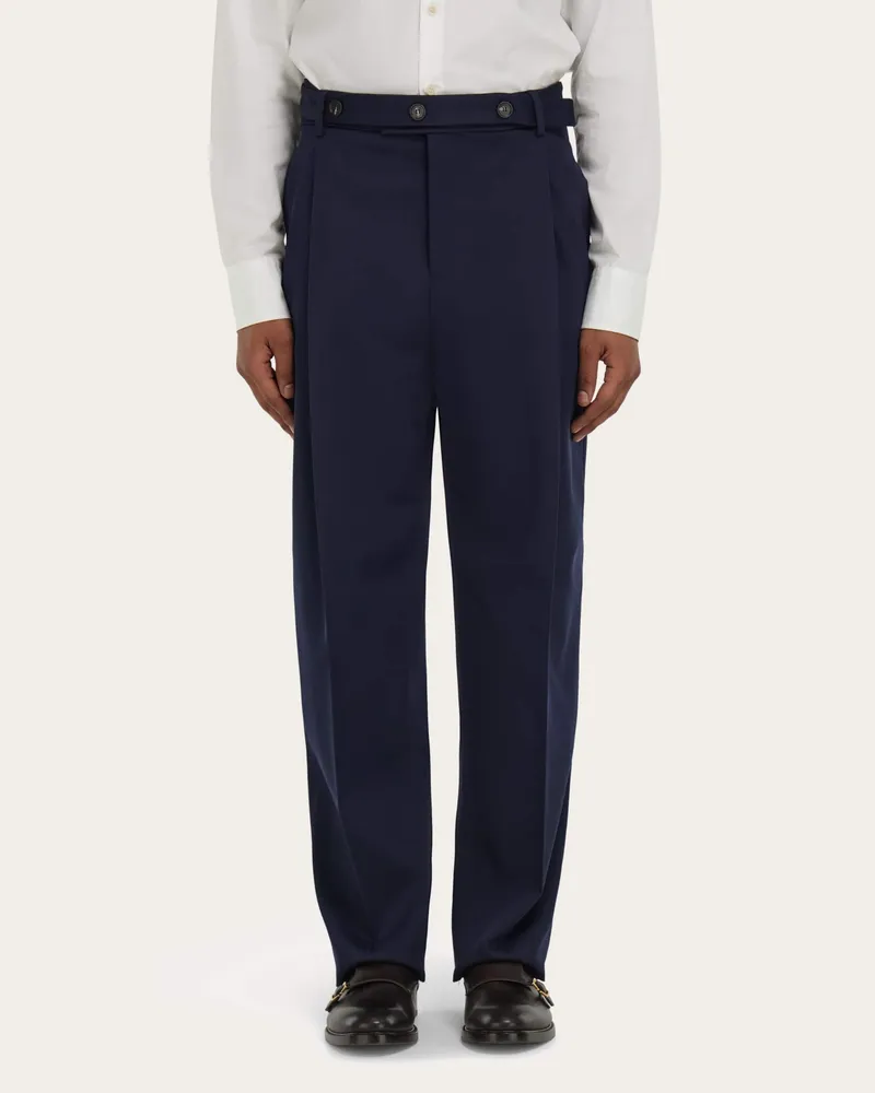Ferragamo Herren Hose mit Gürtel und Knöpfen Blau Blau