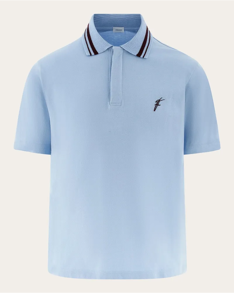 Ferragamo Herren Polohemd aus Bio-Baumwolle Blau Blau
