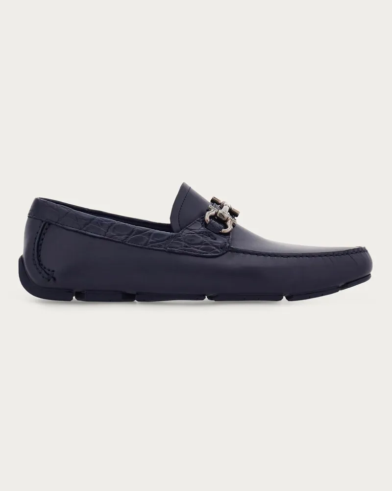 Ferragamo Herren Driver-Mokassin mit Gancini-Trense Blau Größe Blau