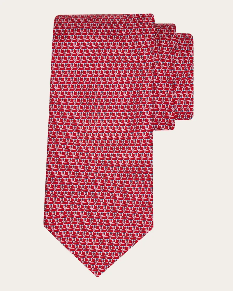Ferragamo Herren Seidenkrawatte mit Gancini-Print Rot Rot