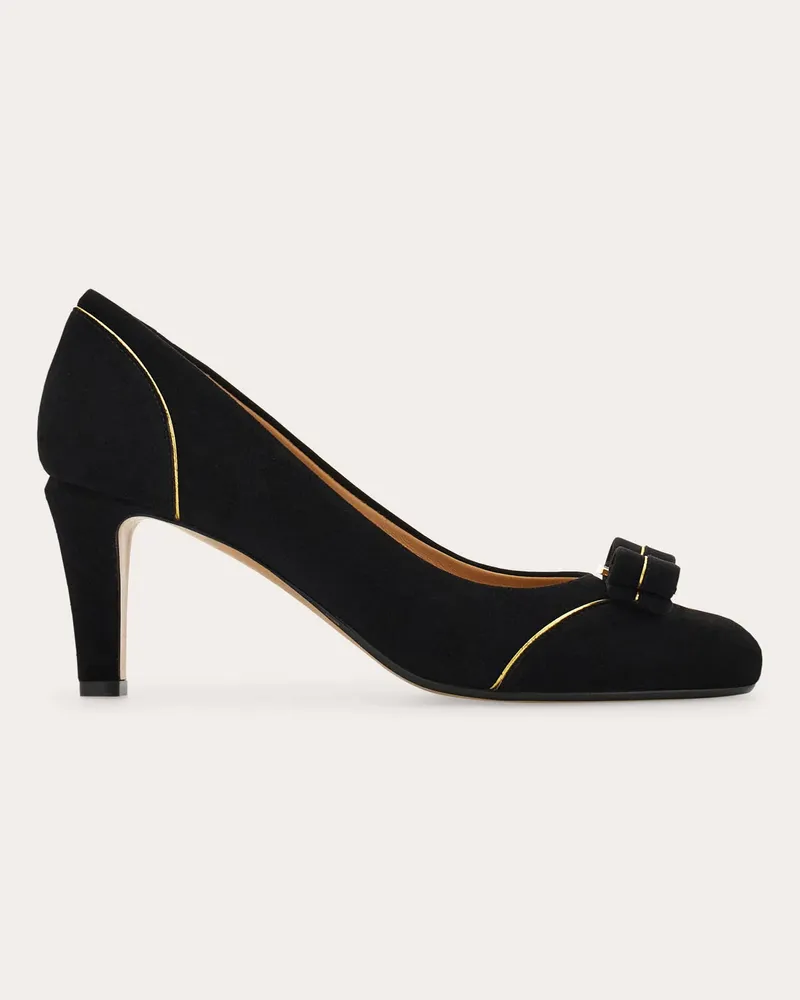 Ferragamo Damen Pumps mit Vara-Schleife und Paspelierung Schwarz Größe Schwarz