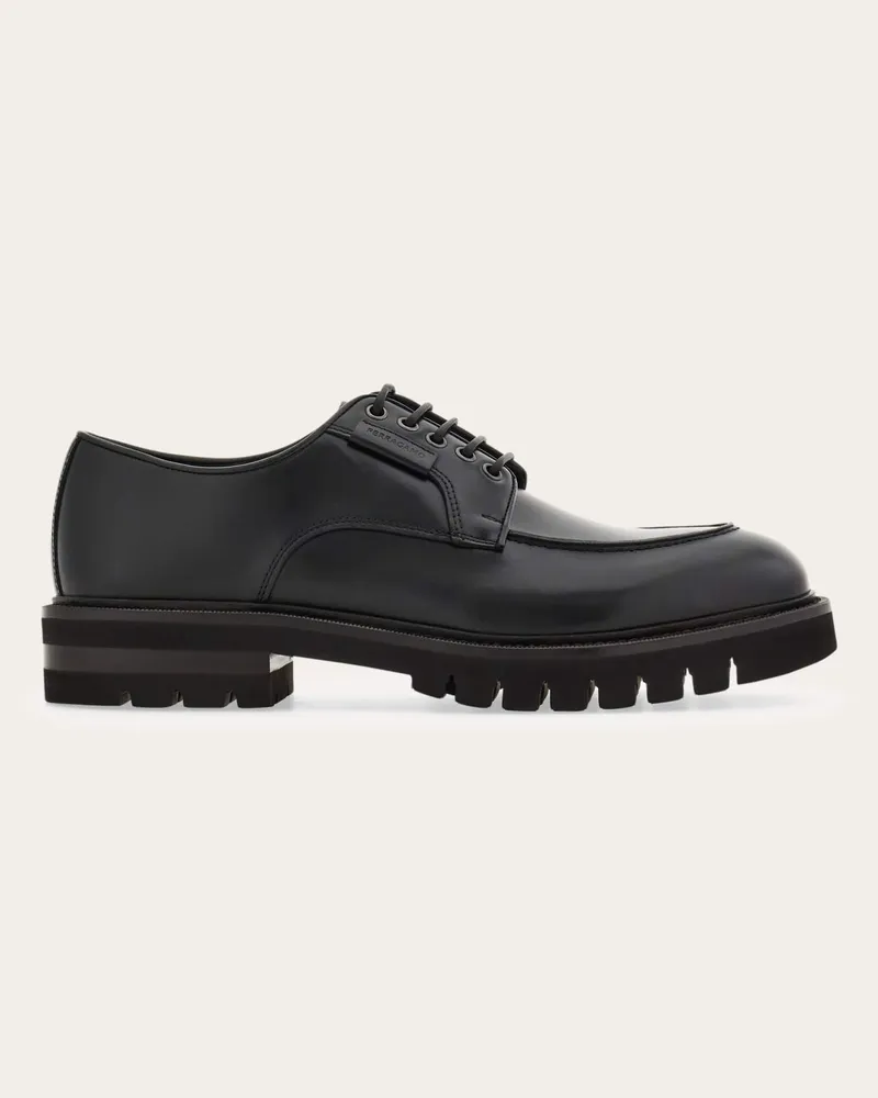 Ferragamo Herren Derby-Schuh Schwarz Größe 5 Schwarz