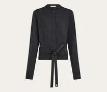 Damen Strickjacke mit Band Grau