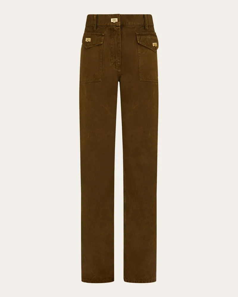 Ferragamo Damen Hose mit aufgesetzten Taschen Braun Braun