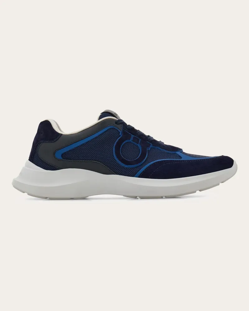 Ferragamo Herren Low-Top-Sneaker mit Gancini-Ornament Blau Größe Blau