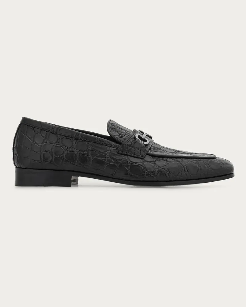 Ferragamo Herren Loafer in Mokassin-Machart mit Gancini-Ornament Schwarz Größe Schwarz