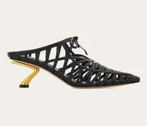 Damen Mule mit skulpturalem S-Absatz Schwarz Größe 5