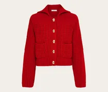 Damen Strickjacke mit Gancini Schnallen Rot