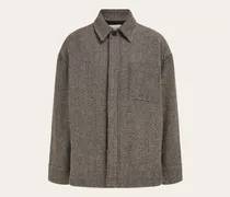 Herren Overshirt in gepolstertem Chevron Braun