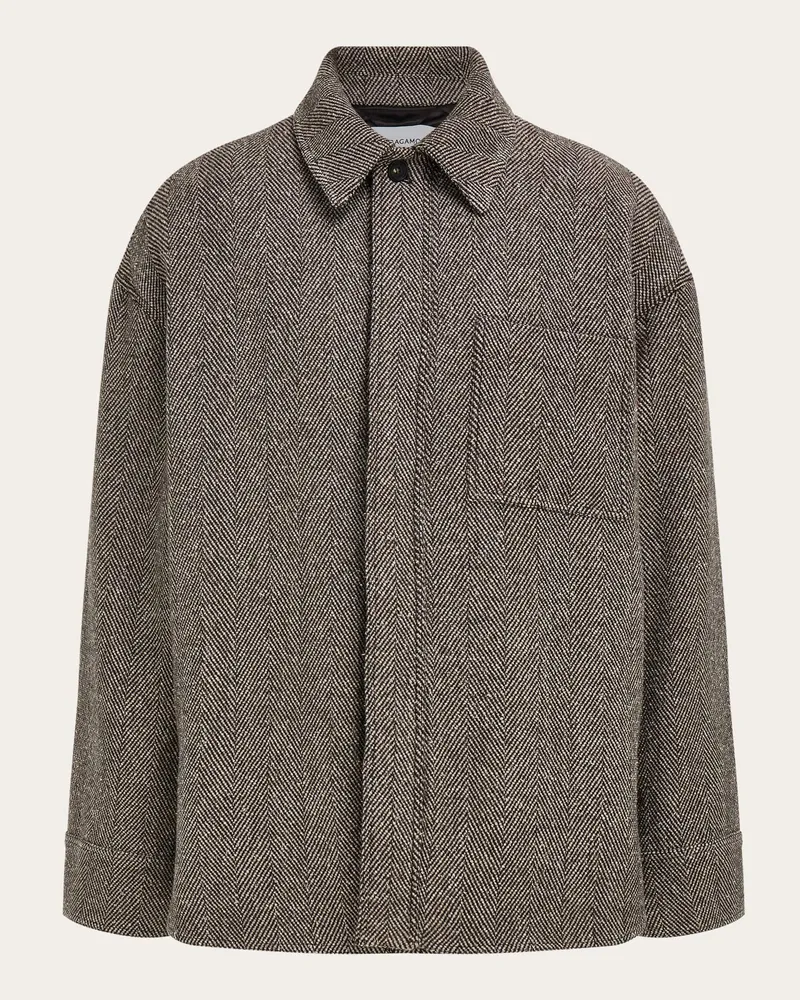 Ferragamo Herren Overshirt in gepolstertem Chevron Braun Braun