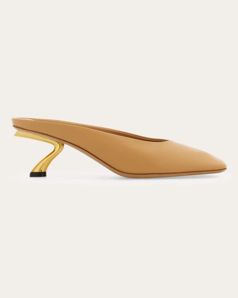 Ferragamo Damen Mule mit skulpturalem S-Absatz Beige Größe Beige