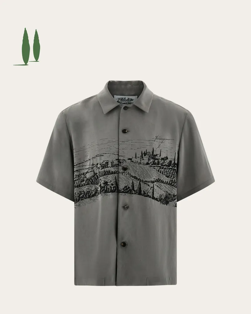 Ferragamo Herren Back to Earth - Oberhemd mit Tuscany-Print Grau Grau