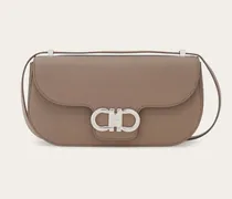 Damen Doppel-Gancini Mini-Umhängetasche East-West Beige
