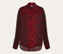 Damen Bluse aus Crêpe Georgette in Dévoré-Verarbeitung Rot